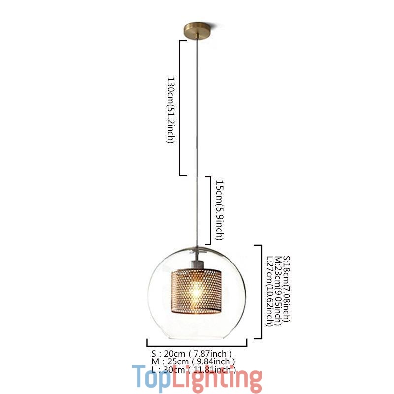 Nordic Pendant Light Glass Home Lighting Round Ball Shape Lamp Bedside Lamp