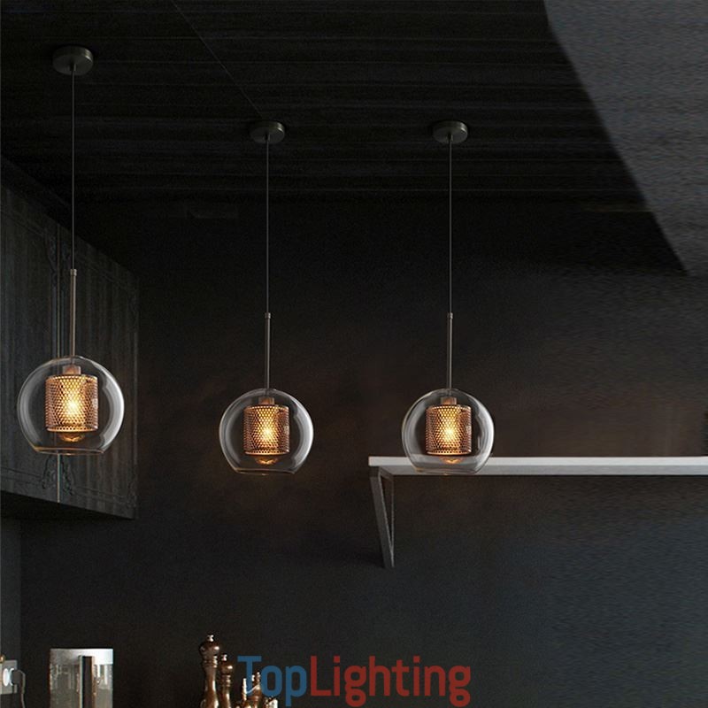 Nordic Pendant Light Glass Home Lighting Round Ball Shape Lamp Bedside Lamp