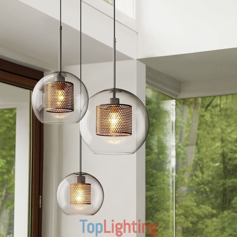 Nordic Pendant Light Glass Home Lighting Round Ball Shape Lamp Bedside Lamp