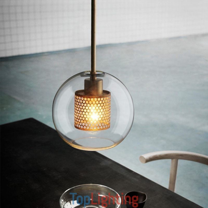 Nordic Pendant Light Glass Home Lighting Round Ball Shape Lamp Bedside Lamp