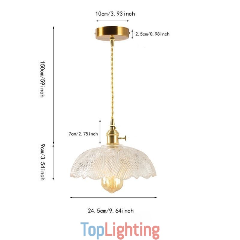Large Clear Ribbed Glass Ceiling Light Home Lighting With Twist Switch Lamp Soothing Warmth Light