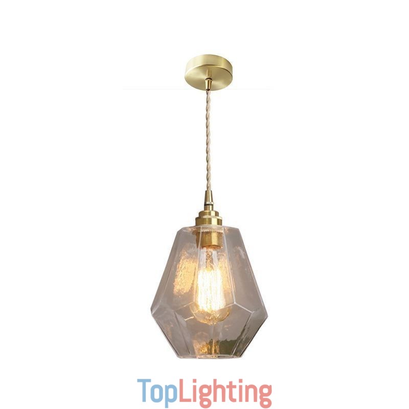 Nordic Retro Pendant Light Brass Glass Home Lighting Tower Shape Lamp Lamp