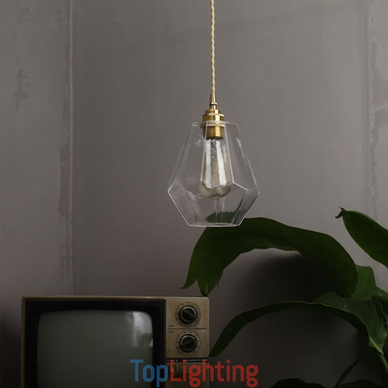Nordic Retro Pendant Light Brass Glass Home Lighting Tower Shape Lamp Lamp