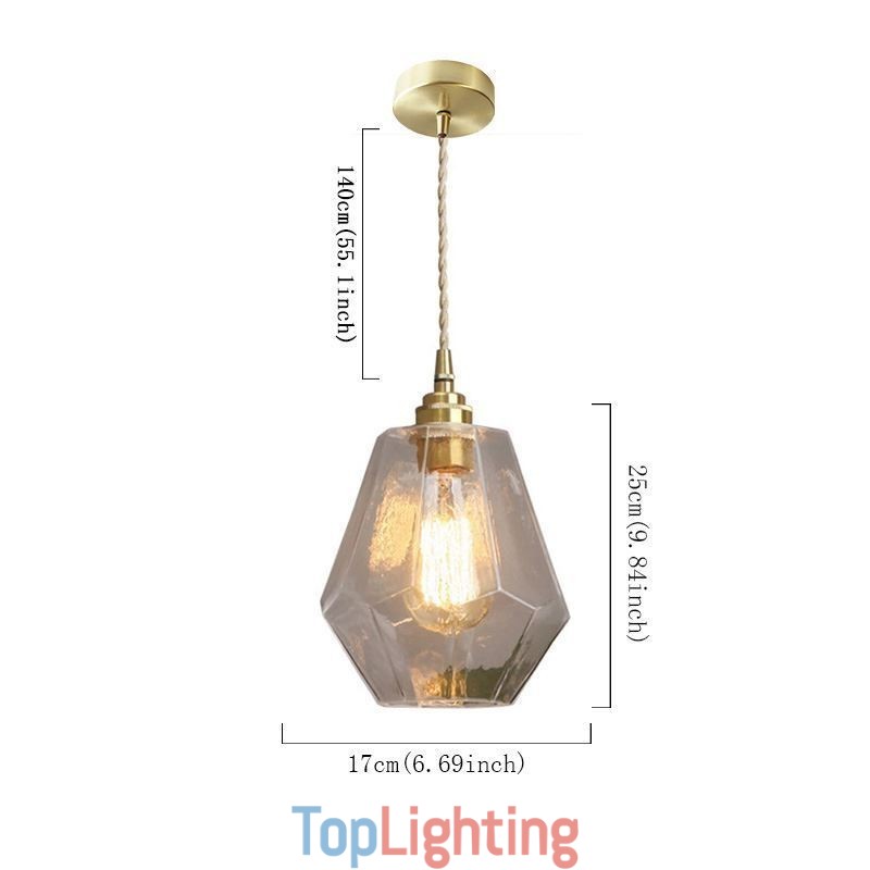 Nordic Retro Pendant Light Brass Glass Home Lighting Tower Shape Lamp Lamp