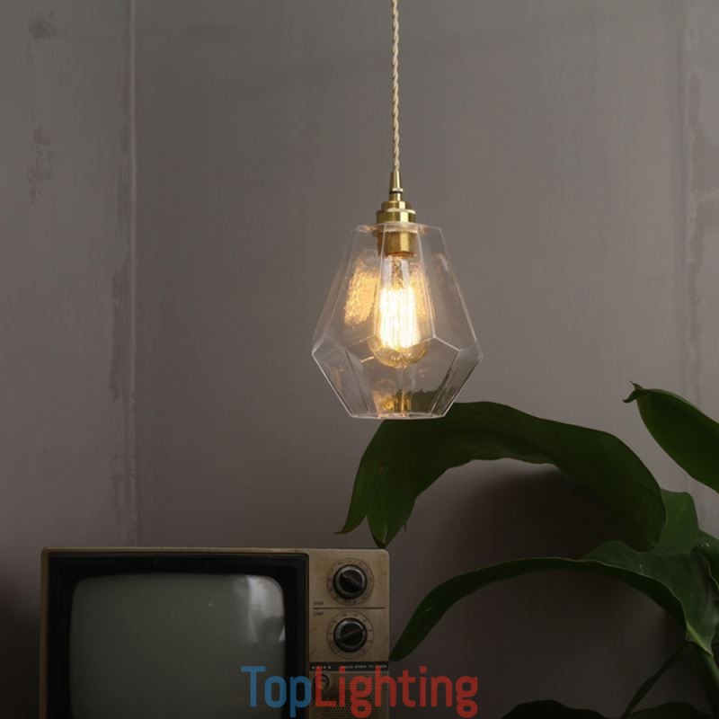 Nordic Retro Pendant Light Brass Glass Home Lighting Tower Shape Lamp Lamp