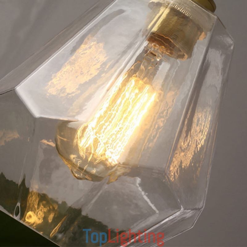 Nordic Retro Pendant Light Brass Glass Home Lighting Tower Shape Lamp Lamp