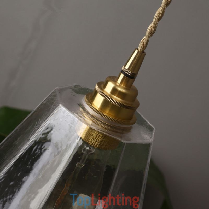 Nordic Retro Pendant Light Brass Glass Home Lighting Tower Shape Lamp Lamp