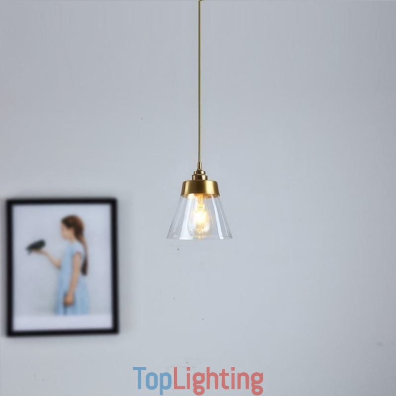 Nordic Retro Pendant Light Glass Shade Home Lighting Brass Holder Lamp Light