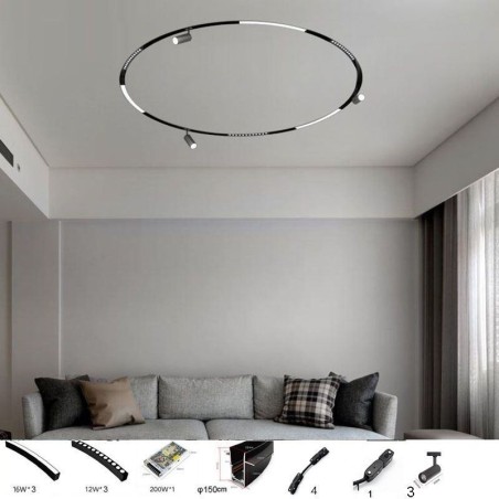 Circular Magnetic Track Light Recessed Spotlight Decorative Light 150cm Circular Magnetic Track Light Recessed Spotlight Decorative Light 150cm