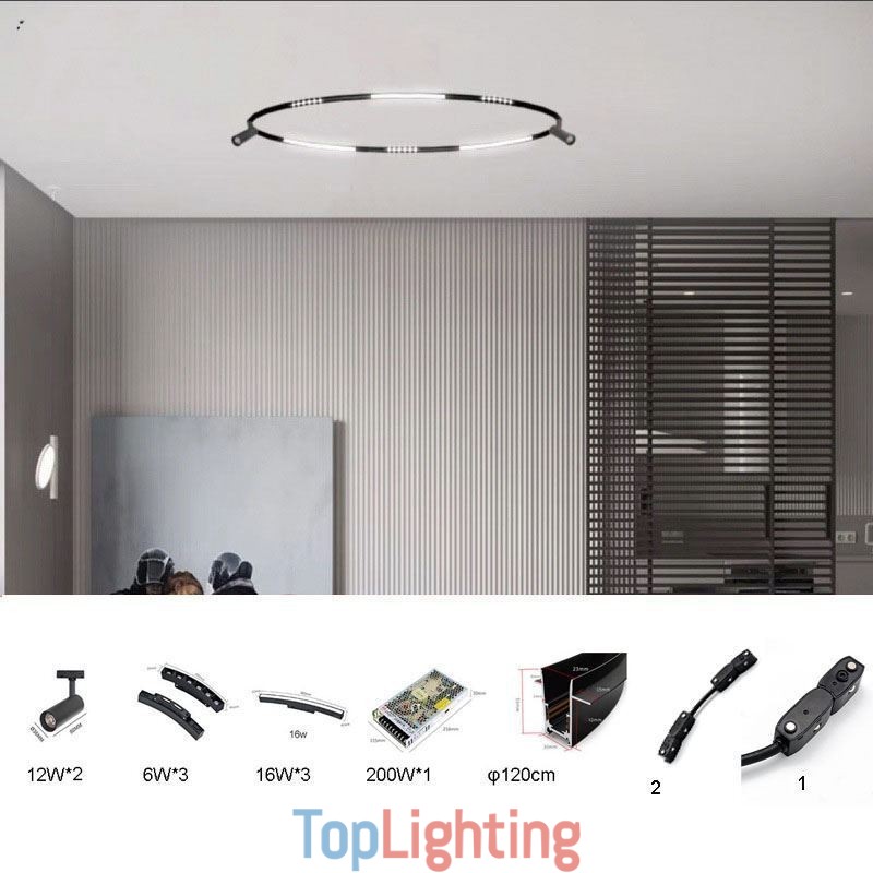 Circular Track Light System Magnetic Recessed Track Lighting Fixture φ120cm