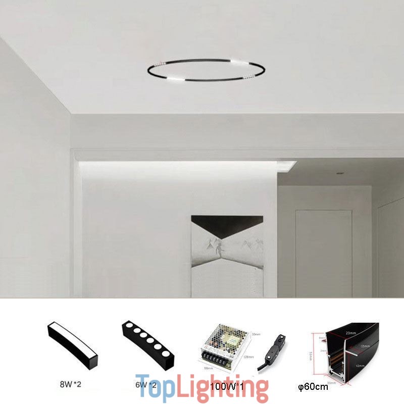 Circular Track Light Magnetic Recessed Spotlight Decorative Light 60cm