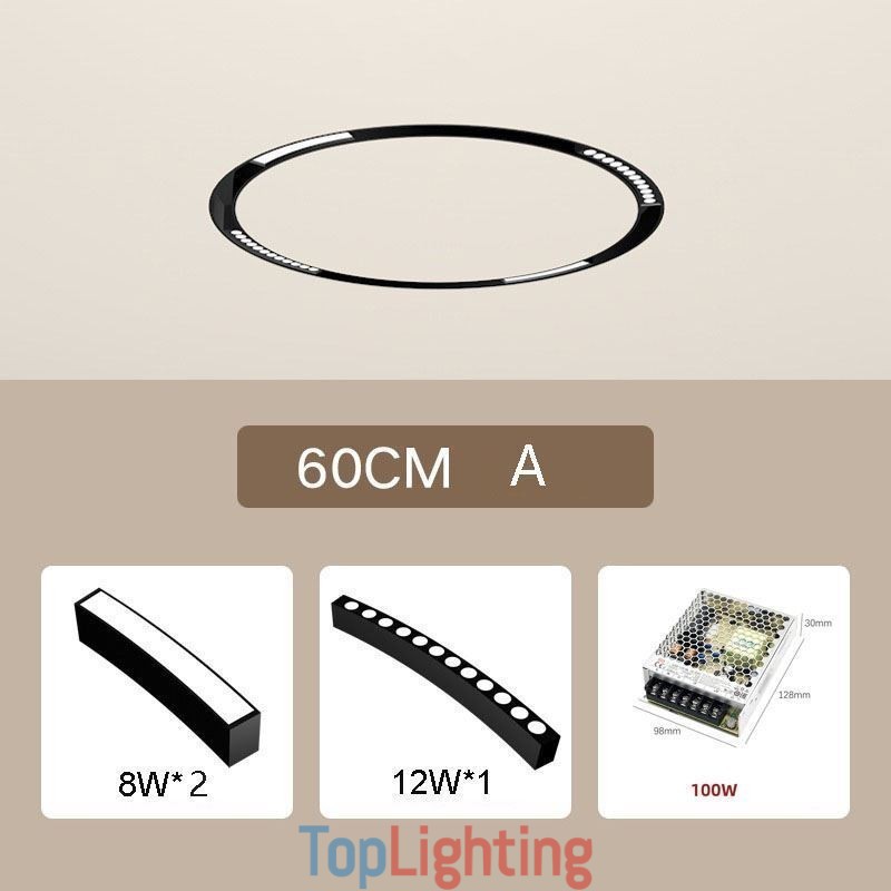 Circular Track Light Magnetic Recessed Spotlight Decorative Light 60cm