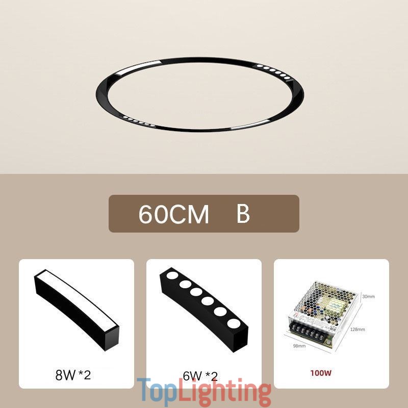 Circular Track Light Magnetic Recessed Spotlight Decorative Light 60cm