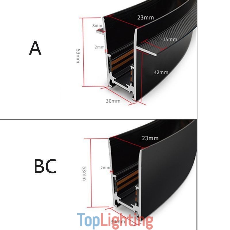 Recessed Track Lighting Rails Round Magnetic Aluminum Track Strips