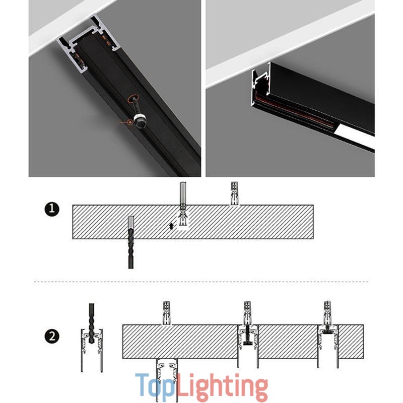 Recessed Track Lighting Rails Magnetic Aluminum Track Surface Profile Ultra Thin Track Light Strip 100cm
