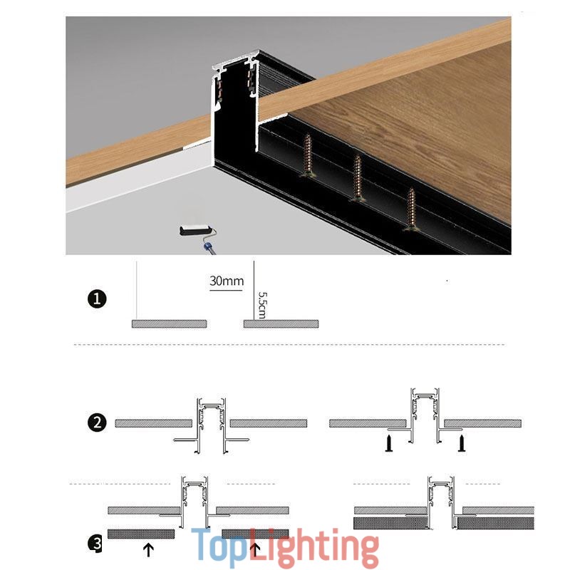 Recessed Track Lighting Rails Magnetic Aluminum Track Surface Profile Ultra Thin Track Light Strip 100cm