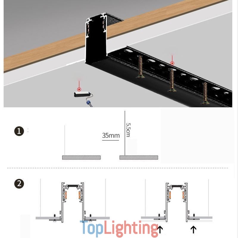 Recessed Track Lighting Rails Magnetic Aluminum Track Surface Profile Ultra Thin Track Light Strip 100cm