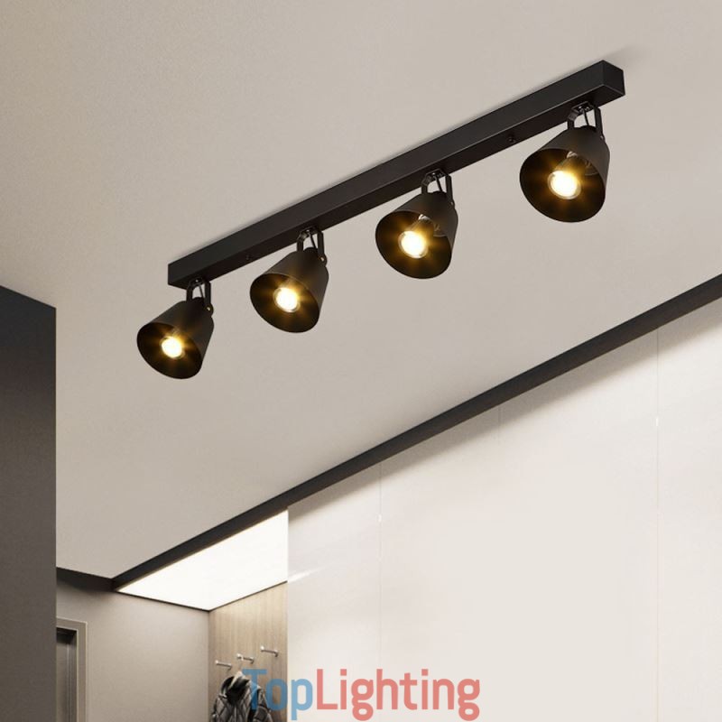 Rustic Vintage Spotlight Industrial Iron Track Lighting