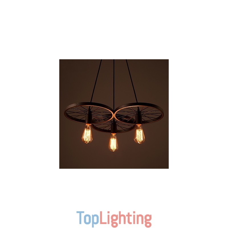 Loft Retro Pendant Lamps American country wrought iron Chandelier industrial style wheels