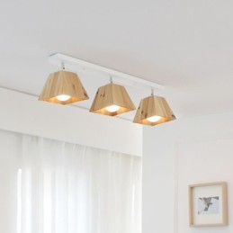 Nordic Wooden Spotlight Four Prism Rotatable Ceiling Spotlight