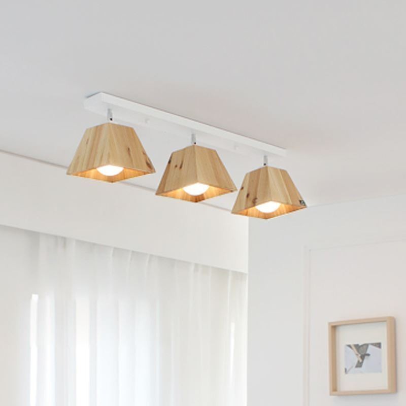 Nordic Wooden Spotlight Four Prism Rotatable Ceiling Spotlight