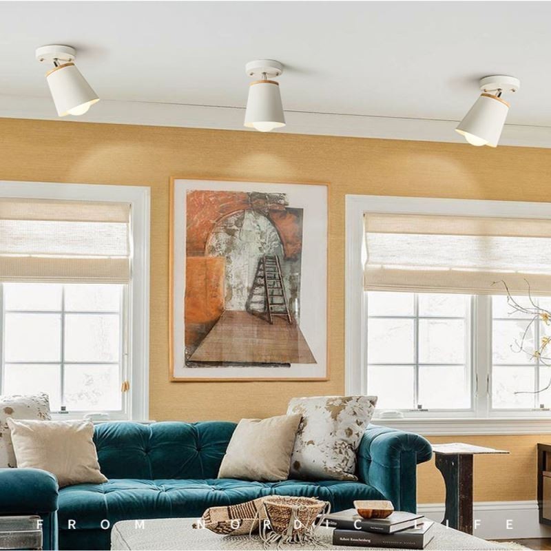 Nordic Iron Spotlight Wooden Simple Ceiling Light(Single Light)