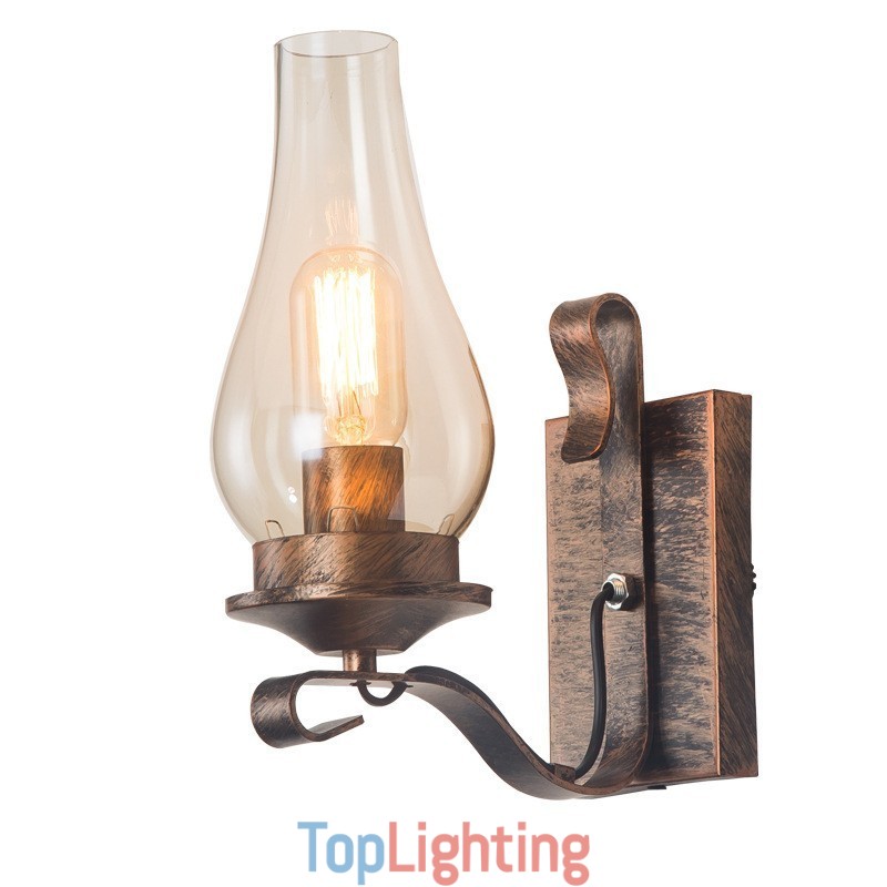 Retro Rustic Nordic Glass Wall Lamp Bedroom Bedside Wall Sconce Vintage Industrial Wall Light Fixtures