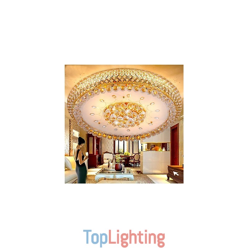 Round Crystal Absorb Dome Light Ceiling Lamp Diameter 80CM Contains 15 Bulbs