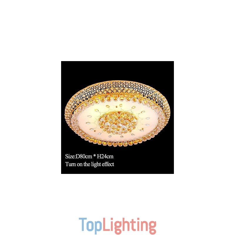 Round Crystal Absorb Dome Light Ceiling Lamp Diameter 80CM Contains 15 Bulbs