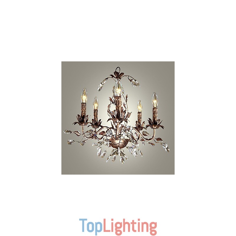 Vintage Candle Style Antique Brass Metal Chandelier