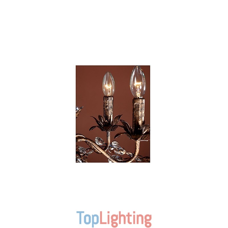 Vintage Candle Style Antique Brass Metal Chandelier