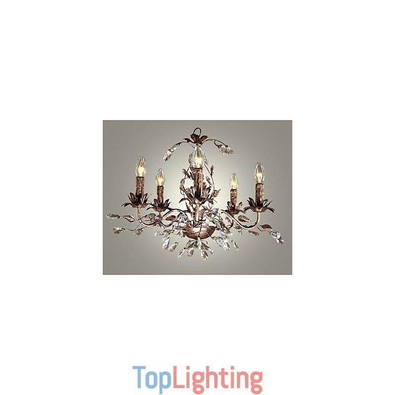 Vintage Candle Style Antique Brass Metal Chandelier