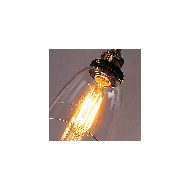 Industrial Edison Simplicity Glass Wall Sconce Metal Base Cap Dining Room Study Room Office Hallway Wall Mount Light