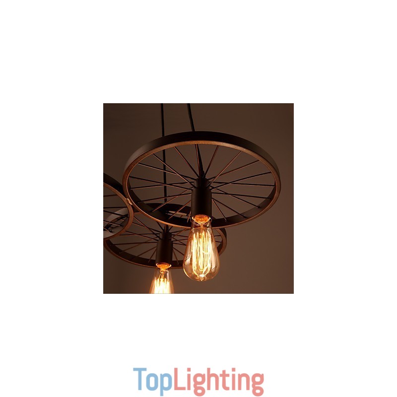 Loft Retro Pendant Lamps American country wrought iron Chandelier industrial style wheels