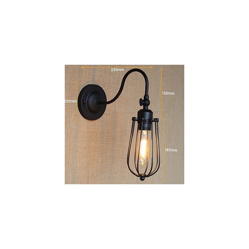 American Country Living Room Lamp Bedroom Balcony Minimalist Matte Black Bedside Lamp Decorative Art Wall