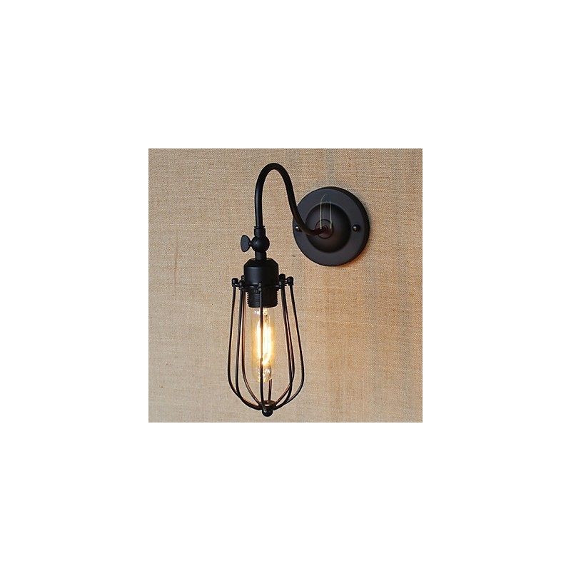 American Country Living Room Lamp Bedroom Balcony Minimalist Matte Black Bedside Lamp Decorative Art Wall