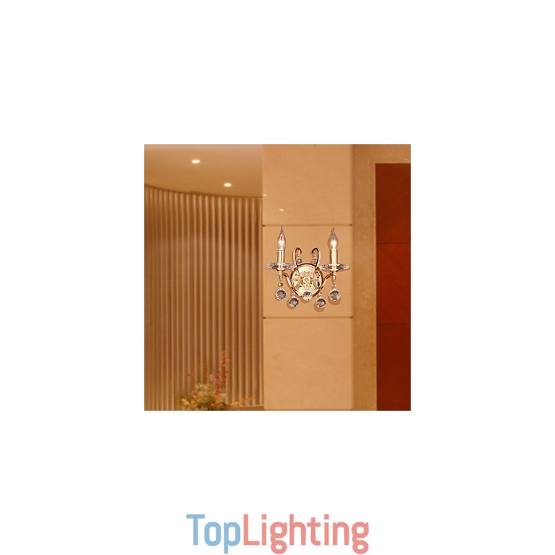 Golden Crystal Wall Light with 2 Lights