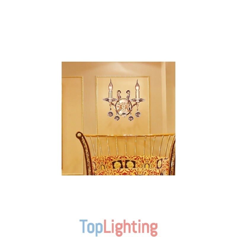 Golden Crystal Wall Light with 2 Lights