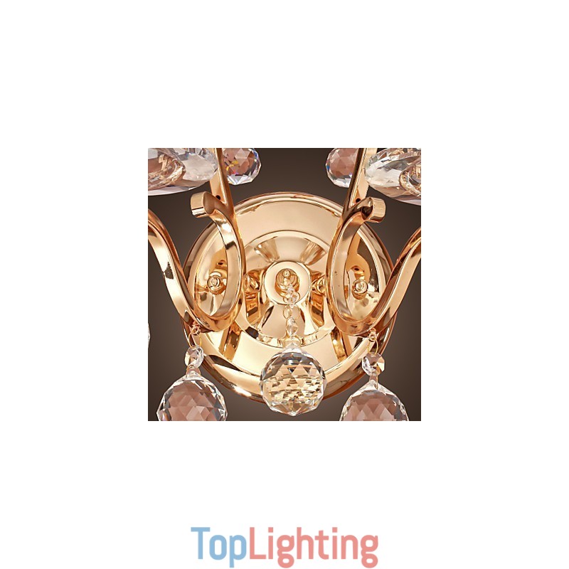 Golden Crystal Wall Light with 2 Lights