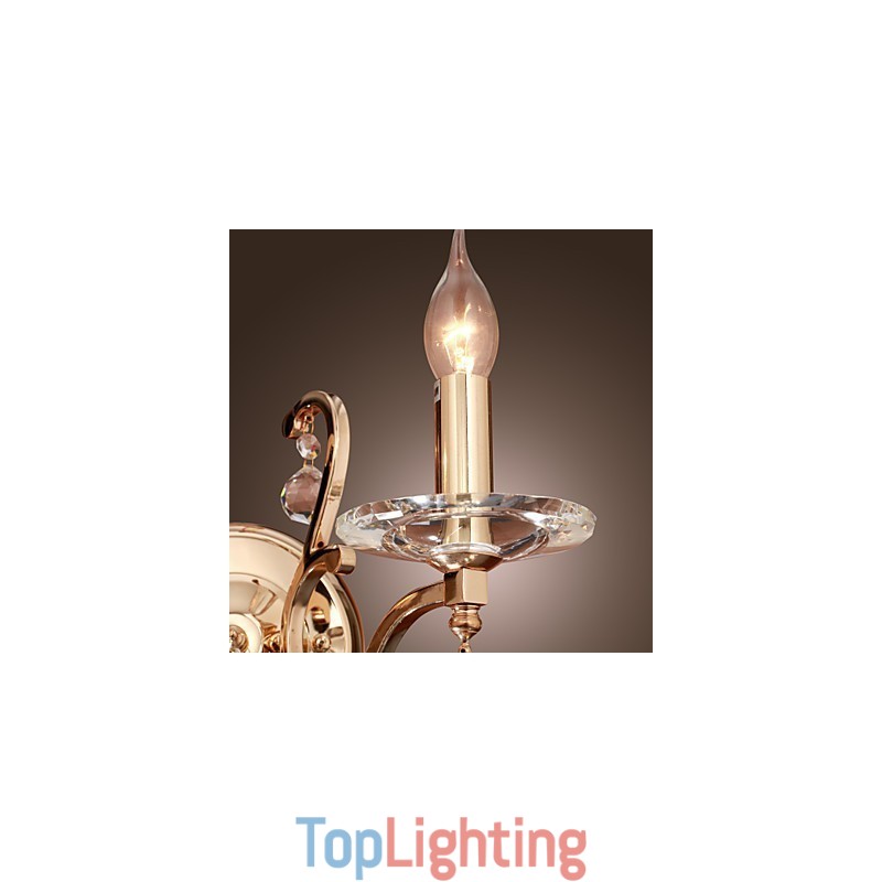 Golden Crystal Wall Light with 2 Lights