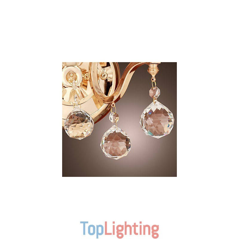 Golden Crystal Wall Light with 2 Lights