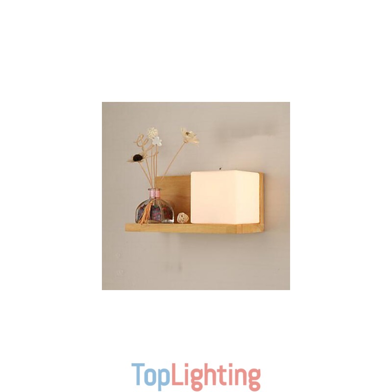 Creative Contemporary And Contracted Solid Wood Glass Wall Lamp