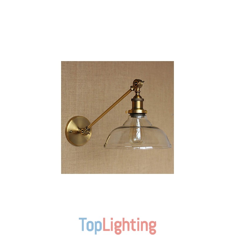 The Iron Glass Bronze Brass Arm Style Retro Creative American Country Hall Bedroom Wall Lamp