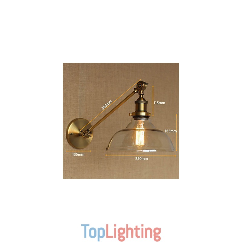 The Iron Glass Bronze Brass Arm Style Retro Creative American Country Hall Bedroom Wall Lamp