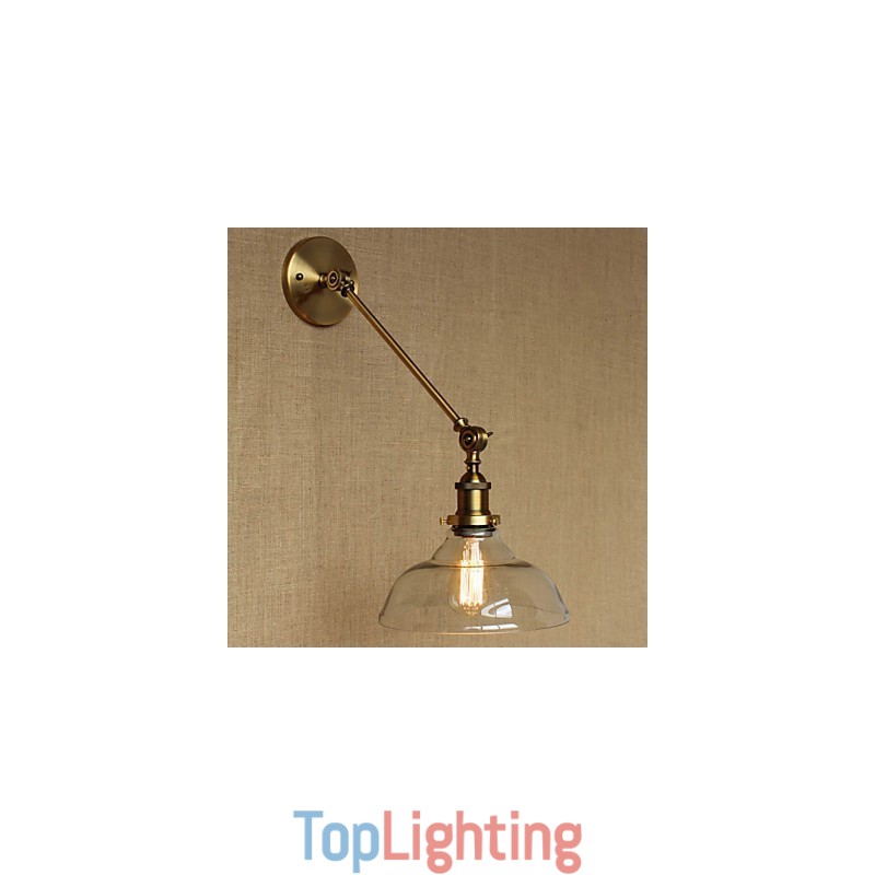 The Iron Glass Bronze Brass Arm Style Retro Creative American Country Hall Bedroom Wall Lamp