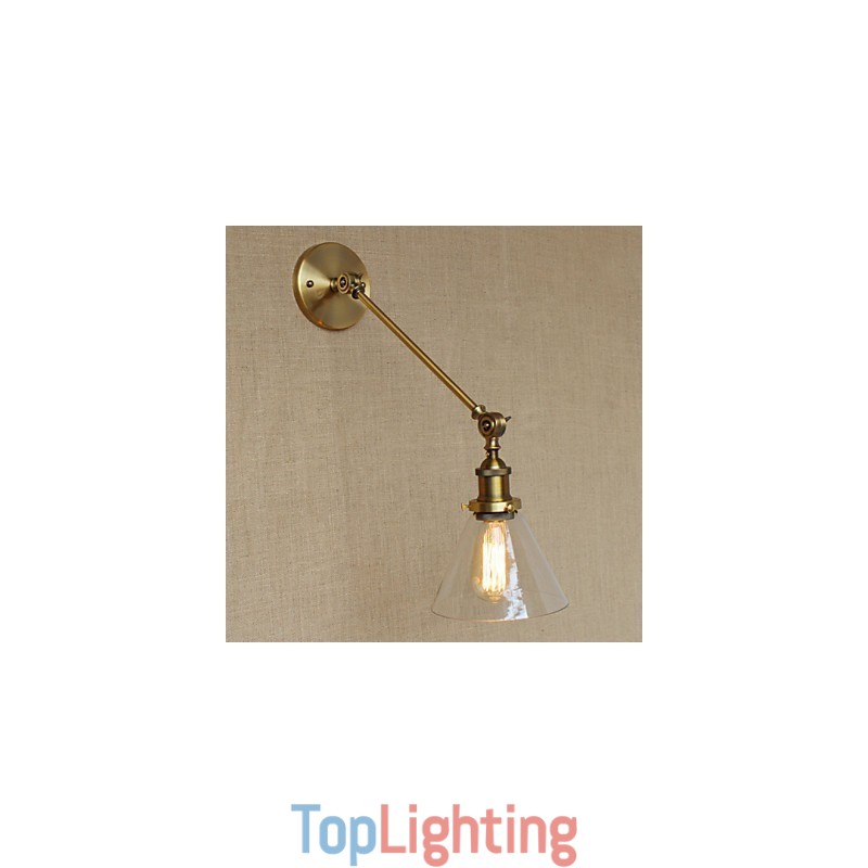 The Iron Glass Bronze Brass Arm Style Retro Creative American Country Hall Bedroom Wall Lamp