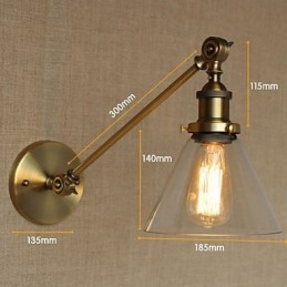 The Iron Glass Bronze Brass Arm Style Retro Creative American Country Hall Bedroom Wall Lamp