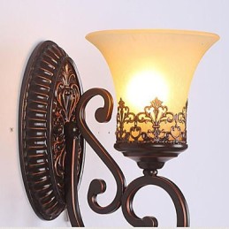 Europe Type Restoring Ancient Ways Wrought Iron Bedroom Glass Wall Lamp Light
