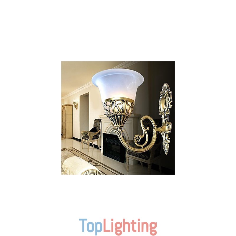 Bronze Wall Sconces Lights Moire Glass European Retro Classic 220V