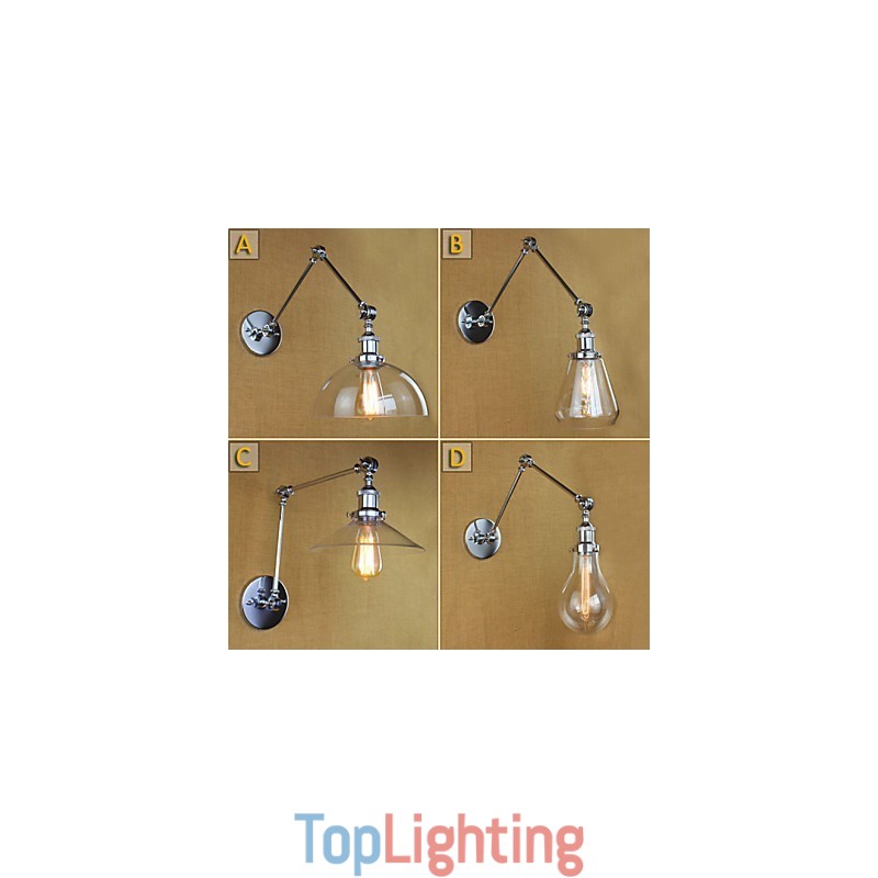 Chrome Glass Telescopic Retro Wall Lamp
